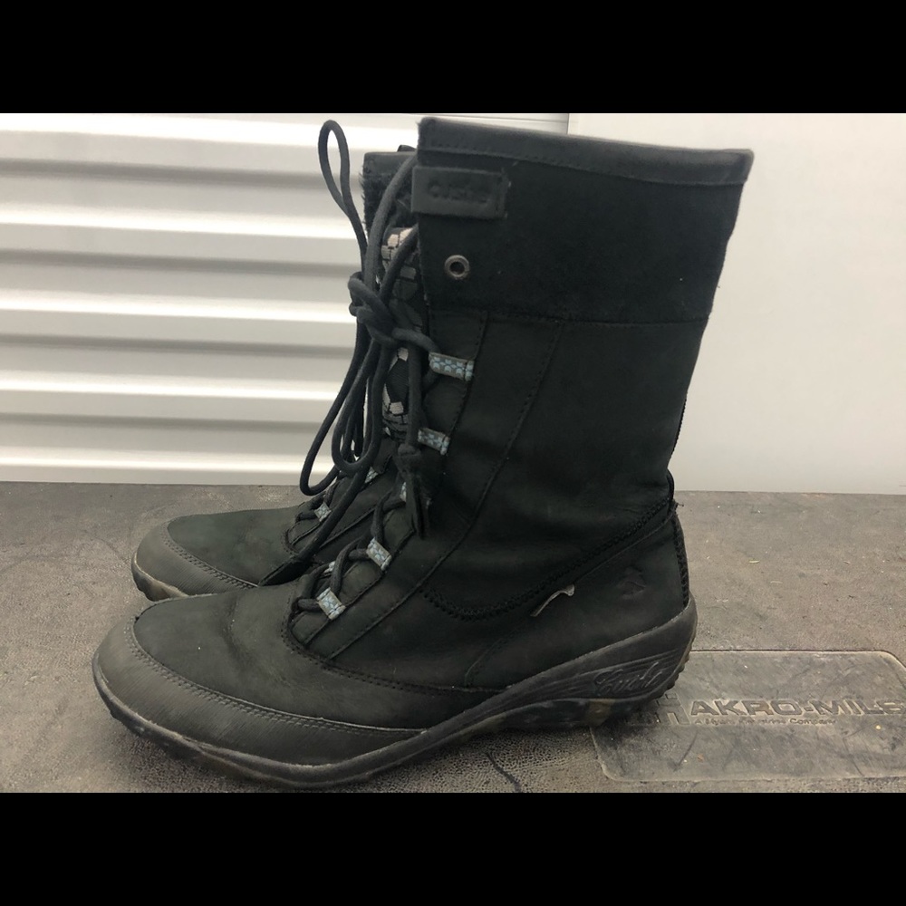 CUSHE Black Leather Faux fur Black Suede size 11